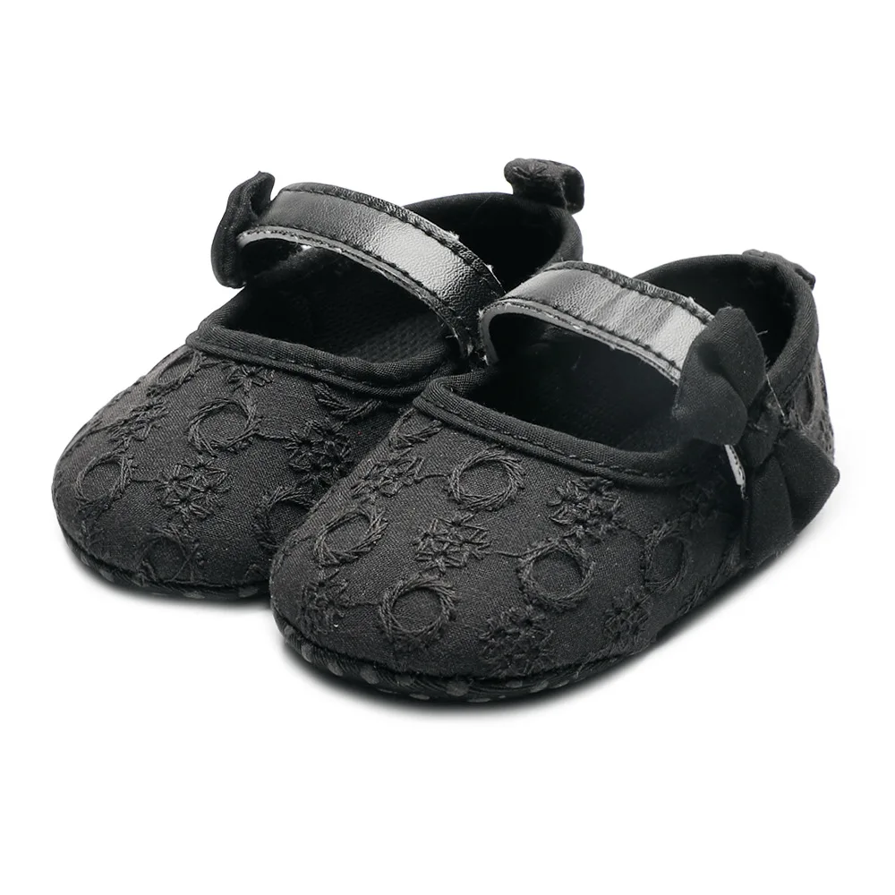 New Baby Shoes Newborn Baby Girls Soft Shoes Soft Soled Non-slip Bowknot Footwear Crown Shoes First Walkers Newborn