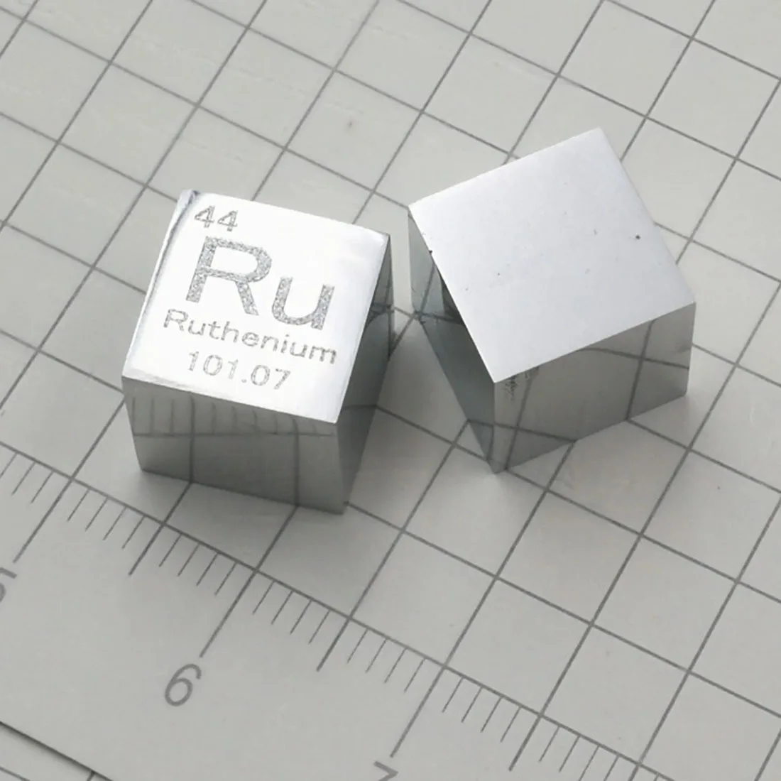 Новинка; 10X10X10 мм 6-гранная зеркальная полировка двухсторонняя Выгравированные металлические рутений куб периодической таблицы элементов Cube(RU≥99. 9