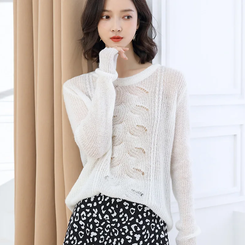 2020 Spring Casual THin Purple Color Sweater Woman Lazy Wind Hollow Out Thin Pullover Loose Mohair Knitting Tees Female 2020 Spring Casual THin Purple Color Sweater Woman Lazy Wind Hollow Out Thin Pullover Loose Mohair Knitting Tees Female