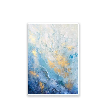 

Beautiful Fluid painting blue clound Hand drawn abstarct oil painting on canvas home decoration wall art picture for living room