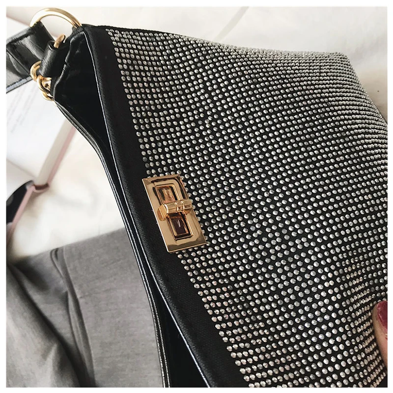 Женская сумка-мешок с бриллиантами, известный бренд, дизайнерские женские сумки высокого качества из искусственной кожи, сумки на плечо, женские маленькие сумки через плечо