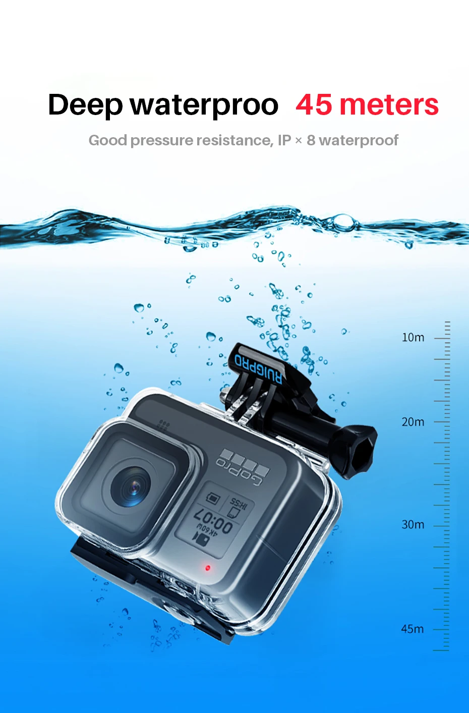 RUIGPRO Водонепроницаемый Чехол 45 м чехол для дайвинга для Gopro Hero 8 чехол для подводной фотосъемки чехол с фильтром для объектива для Gopro 8