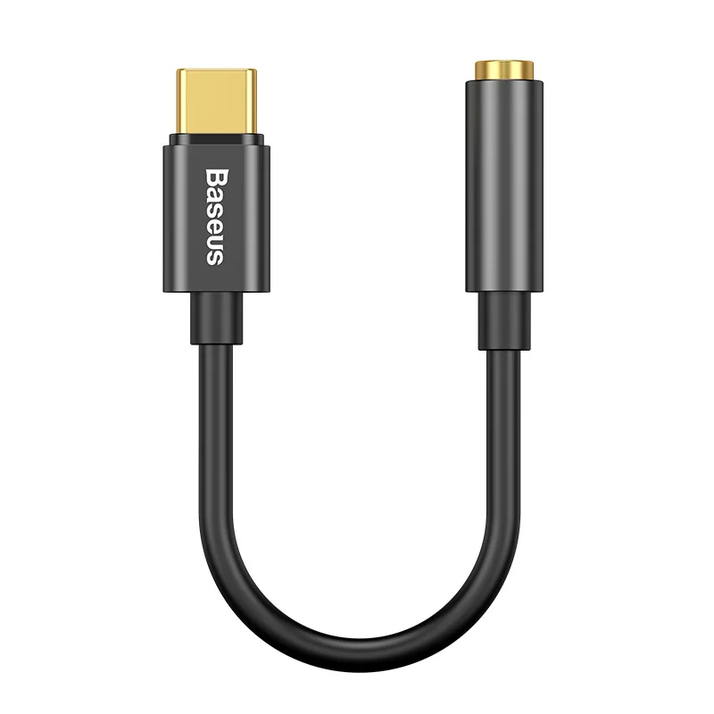 Baseus usb type C до 3,5 мм Aux адаптер USBC до 3,5 мм наушники аудио адаптер для huawei Xiaomi OnePlus type-C 3,5 Jack OTG кабель - Цвет: Black