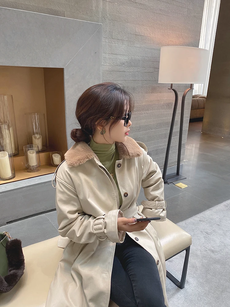 MISHOW зимняя женская теплая Толстая кожаная куртка Корейская тонкая однотонная нагрудная однобортная средней длины хлопковая куртка MX19D7359
