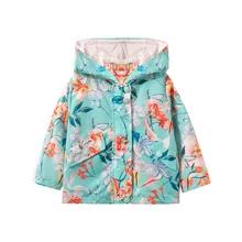 Manteau à capuche imprimé de fleurs pour filles, vêtements de princesse de styliste, vestes pour enfants en bas âge, printemps automne