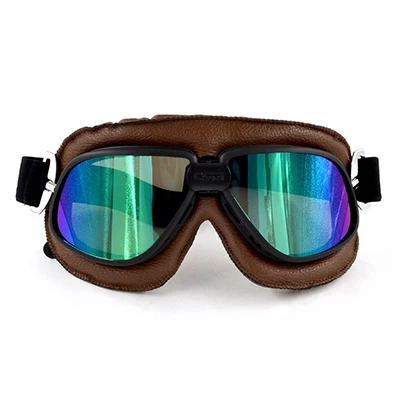 Мотоциклетные очки винтажные шлем Jet Googles очки винтажные Dirt Bike Кафе Racer лыжные кожаные мото стимпанк очки - Цвет: UV Lens