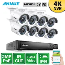 ANNKE 8CH 1080P POE NVR система безопасности 4K NVR с 8 шт 4 мм 2 МП Всепогодная ИК камера ночного видения H.264 комплект наблюдения