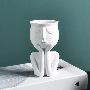 

Human Thinking Face Ceramic Vase Home Plants Flower Pot Vase Planter Container Tabletop Decoration Craft Nice Gift
