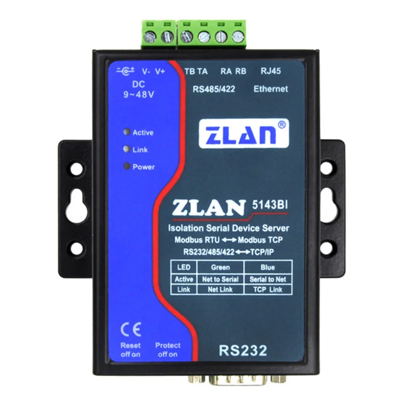 ZLAN5143BI RS232 RS485 422 к Ethernet RJ45 преобразователь Modbus RTU TCP шлюз многохост-изоляция