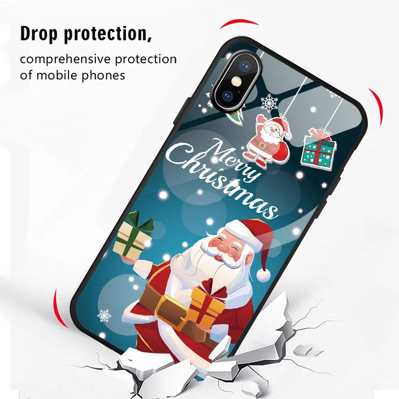 Рождество мультфильм закаленное стекло чехол для huawei P20 P30 mate 10 20 30 Lite P Smart Honor 9X 8X 7A 20 Pro Y6 Y9 чехлы