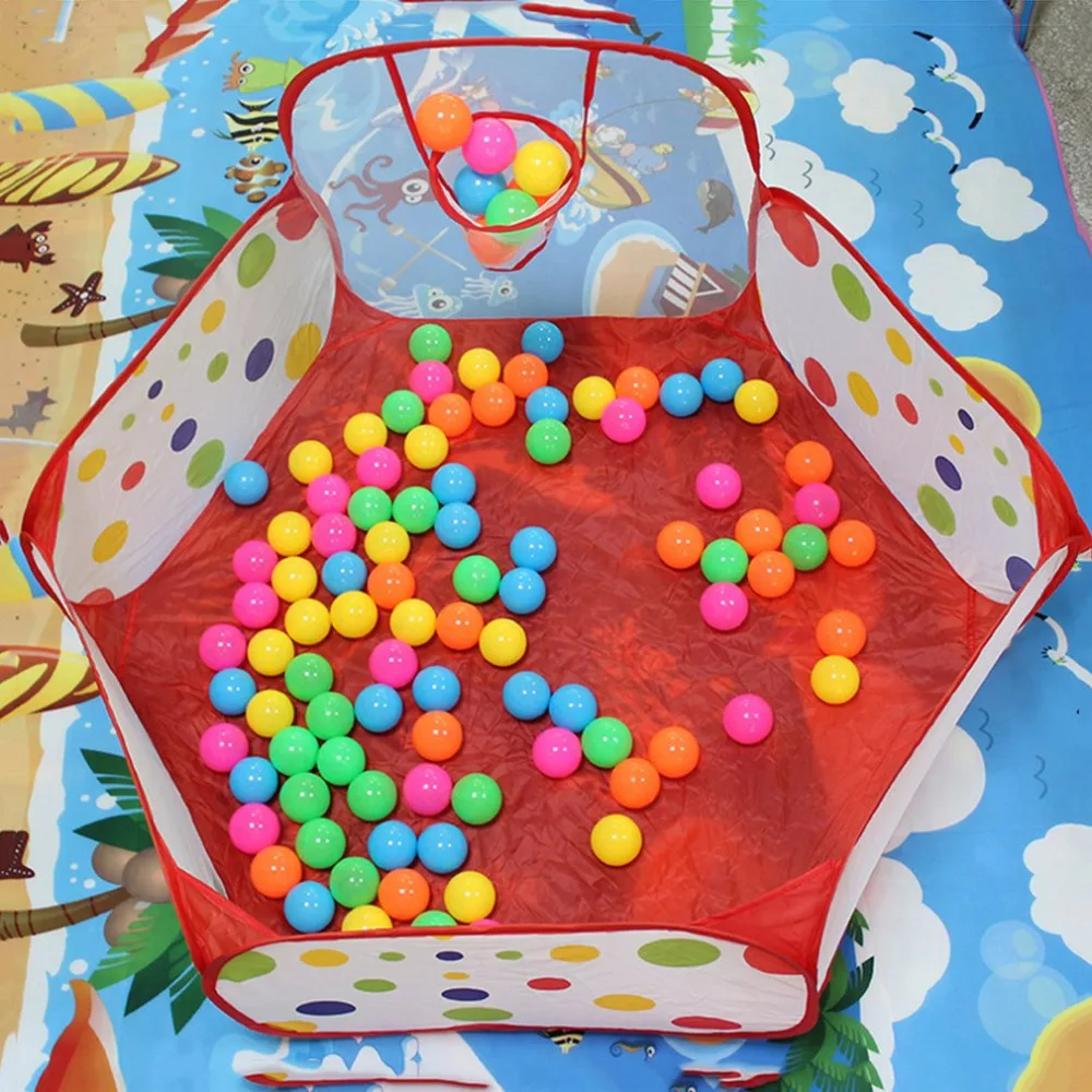 

New Toy Tent Polka Dot Pattern Cartoon Game Ball Pits Portable Pool Foldable Children Outdoor Sports Educational Toy With Basket