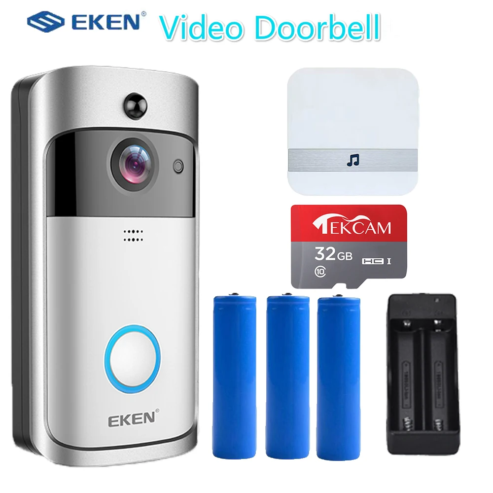 Оригинальный умный беспроводной дверной звонок EKEN V5 с Wi Fi глазной записью