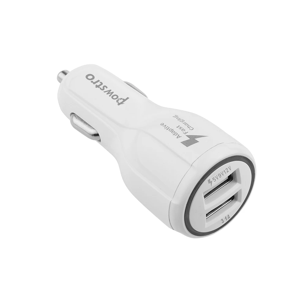 3,0 быстрое автомобильное зарядное устройство Powstro 2.4A двойной usb зарядка Быстрая Зарядка телефона стандарт для Iphone для samsung S6 htc M9 Nexus 6 LG G4 - Тип штекера: white