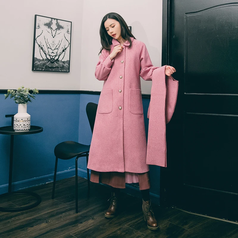 Women Wool Blends Coat(158) Shall Not Lower Coats Outerwear Elegant Powder 8159