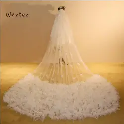 Свадебное платье 3 м вуаль ручной работы тысячи бумажный журавль цветы большой шлейф Корейская Длинная фата невесты свадьба TS301