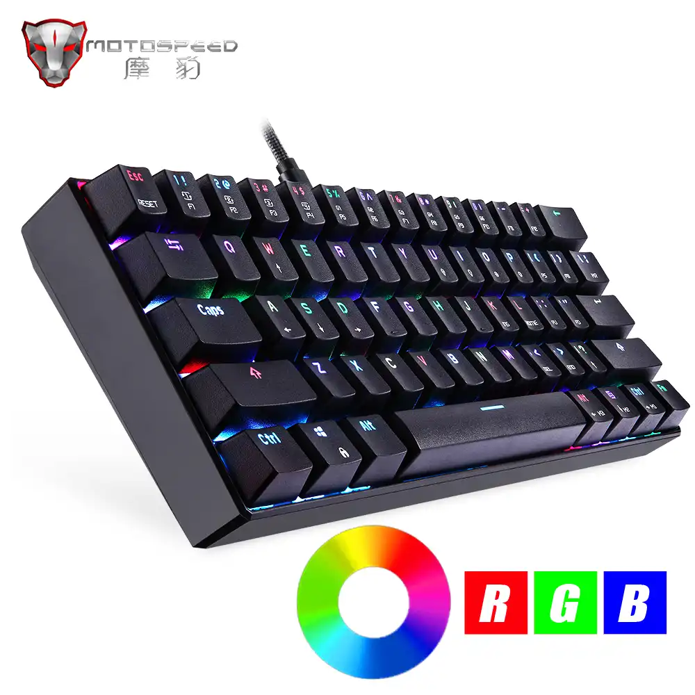 Motospeed Ck61 Gaming Mechanical Keyboard 61 Keys Usb Wired Rgb Led Backlight Portable Blue Switches Keyboard For Computer Gamer Keyboards Aliexpress