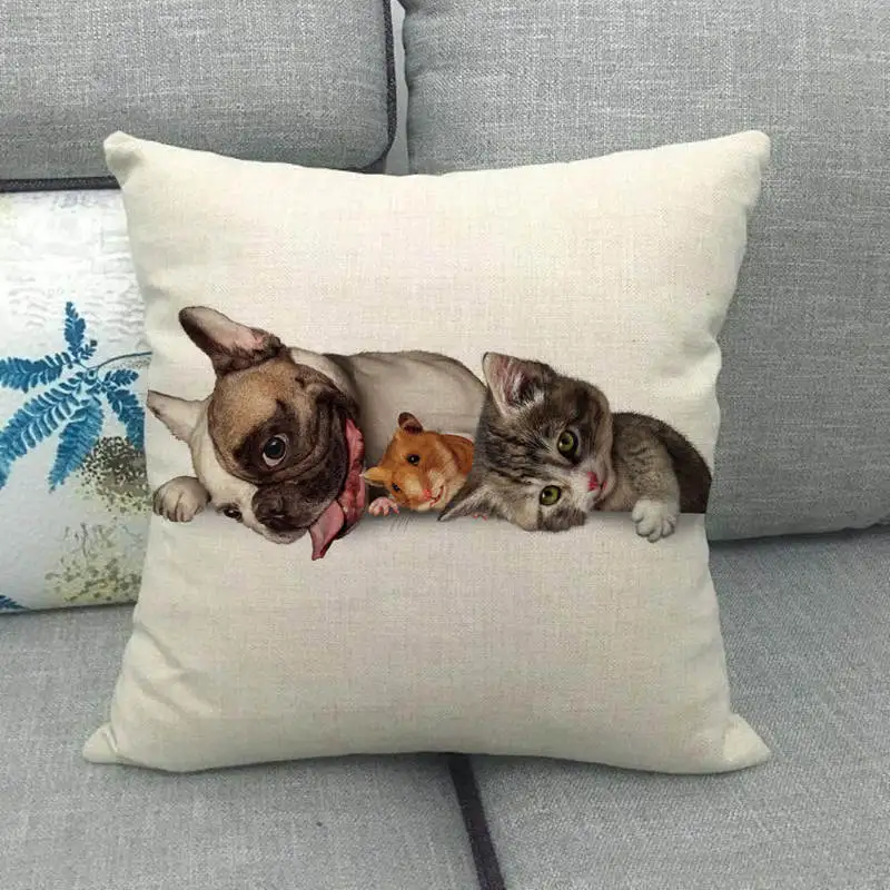 45 см* 45 см собака бульдога узоры дизайн лен/хлопковая подушка для дивана Чехлы диванная подушка крышка декоративная подушка для дома