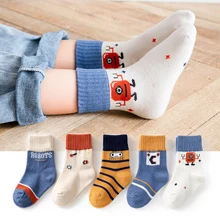 

5Pairs /lot 2021 New Children Winter Socks 1-12Y Girls Boys Cotton Cartoon Animals Socks Autumn Baby Toddler Knitted Socks