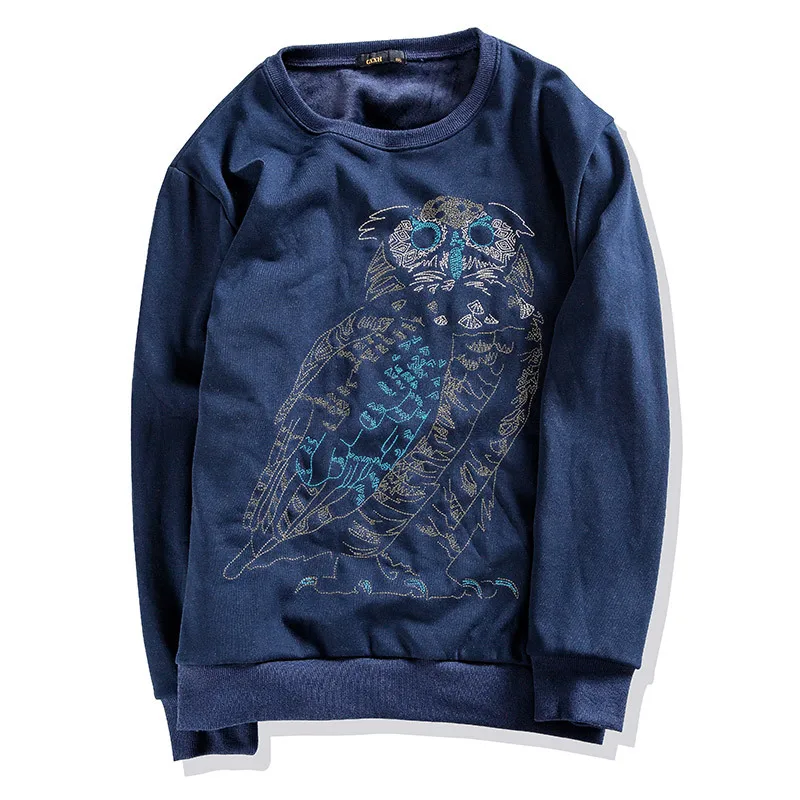 GXXH Большие размеры XXL-6XL 7xl мужские повседневные флисовые теплые толстовки с принтом Совы свободный крой большого размера толстый мужской пуловер с круглым вырезом