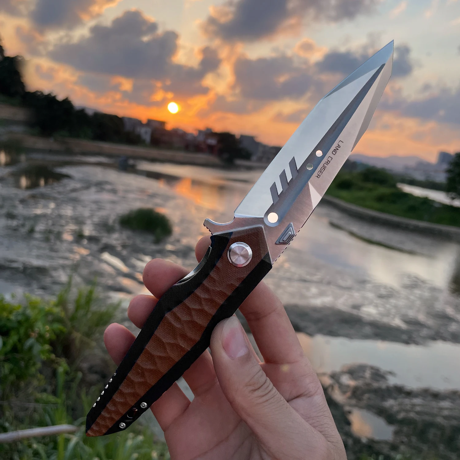 Folding Knife D2 Satin Tanto Point Blade G10 Handle with Pocket Clip Hunting Survival Tools EDC Self Defense Outdoor Activities 5