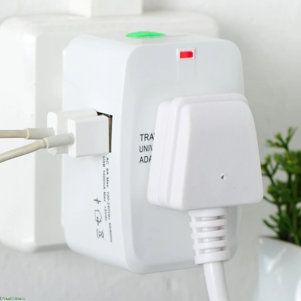 

Multifunctional Dual Usb Switching Socket Travel Switching EU/AU/UK/US Dual USB Plug Charger Power Adapter for Phone Tablets