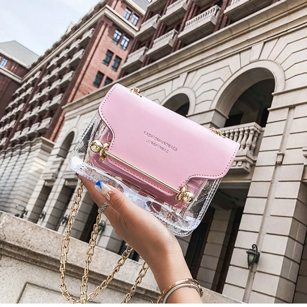 Luxury Clutch Strap Small Female Bags Lady Transparent Square PVC Bag Shoulder Bag Messenger Bag+ Hand Wallet Shopping Handbag