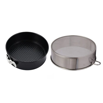 

9 Inch Non-Stick Springform Pan Cheesecake Pan, & Round Stainless Steel Fine Flour Sieve with 60 Mesh ,304 Steel-Silver