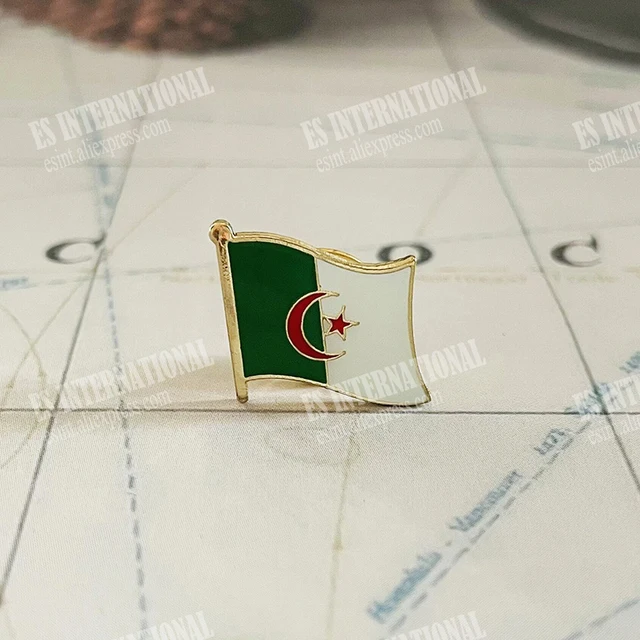 Algéria Nemzeti Zászló Kristály Epoxi Fém Zománc Jelvény Bross Kollekció Ajándéktárgy Ajándékok Hajtócsapok Tartozékok Méret 1.6*1,9 Cm - Image 2