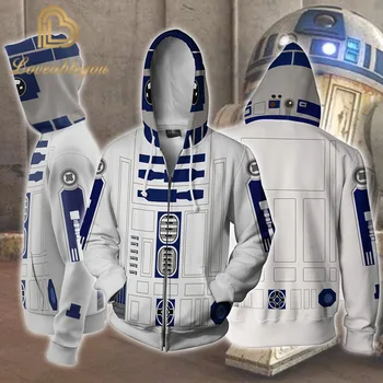 

Star Wars Robot Hoodies Sweatshirts Cosplay Costumes Autumn Men and Women Anime 3D Printing Zipper Jacket Hooded