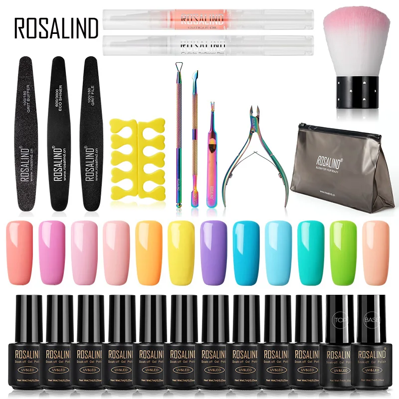 Preise ROSALIND Gel Nagellack Kit Semi Permanent Hybrid Lack Set Alle Für Maniküre Gel Nagel UV LED Gel Lack Tränken off Nail art