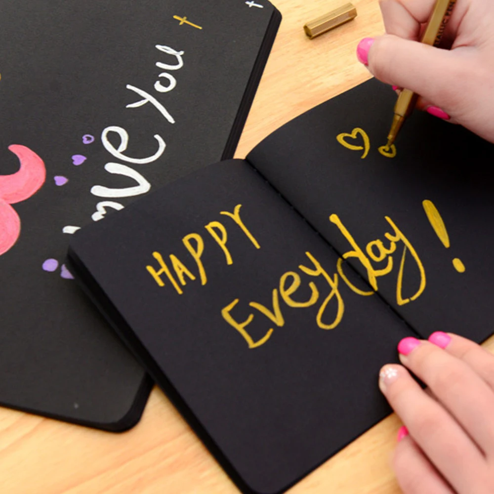 Painting Notebook Sketching Book Black Paper 32k 56 Pages Writing Diary Art Supplies Creative Drawing Student School Stationery