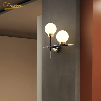 

NordicTwo Glass LED Wall Lamp Indoor Decor Sconces Bathroom Light Fixture Bedroom Bedside LOFT Living Room Studyroom Wall Lights