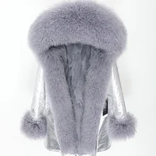 Новая зимняя съемная подкладка из меха кролика супер большой овчины меховой воротник длинный толстый мех пальто