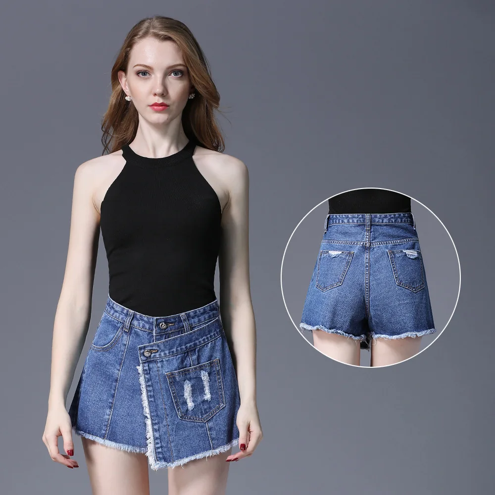 slim fit SZ.WENSIDI 1  Denim Skirt Plus Size Lady Blue Black Skirts Women Short Skirt with Buttons High Waist Knee Length Split Fashion ksubi jeans