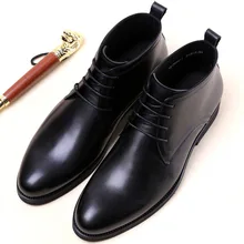 2019 Lace-up Handmade Fashion Luxury Classic Black Party Mens Dress Boots Genuine Leather High Quality Ankle Men Boots