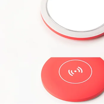 

Travel Fashion Women Cosmetic Wireless Charging Base Makeup Mirror Multifunctional USB Tool Mini Round Portable ABS Led