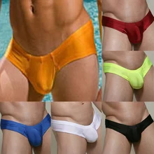 Men's Sexy Swimwear Low Waist Swim Briefs Bikini Swimsuits Thong Tangas Fashion Solid Color Men Underwear Breathable Boxer Brief