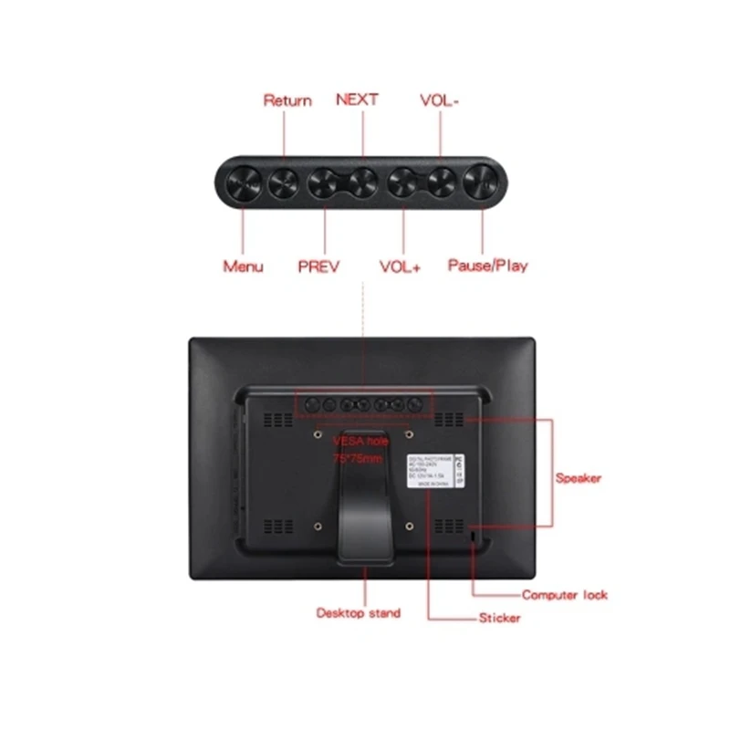 

BESTSJD-1203 12 inch LEDs Digital Photo Frame 1280x800 H-D Screen Desktop Album Display Image MP4 Video MP3 Audio Clock Calendar