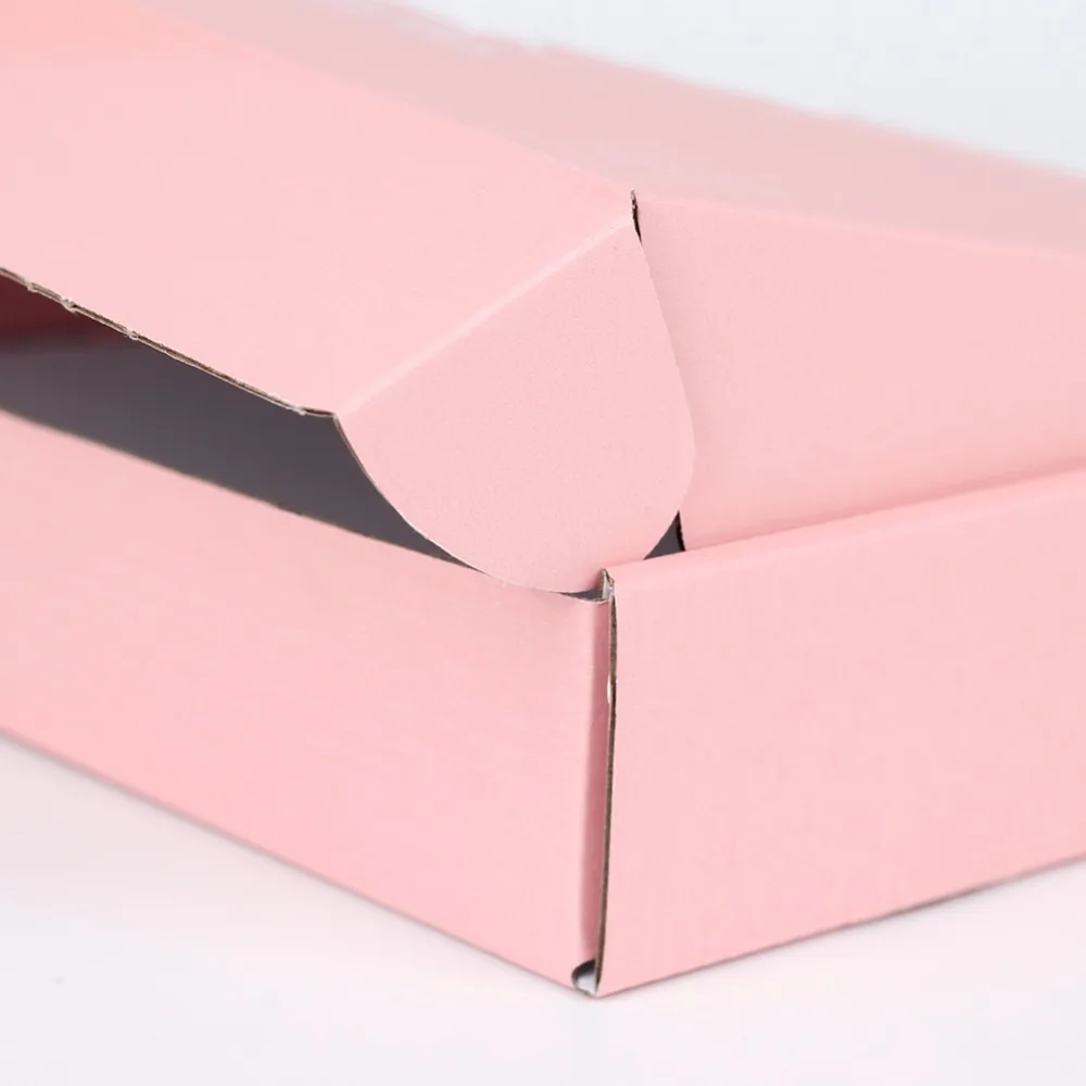 100 шт на заказ разноцветный логотип розовая коробка гофрированные бумажные коробки, упаковка для платья и парики для волос подарочная коробка