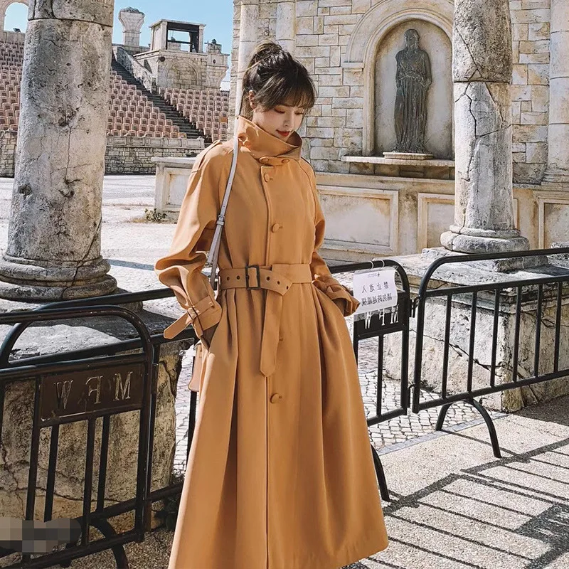 

Photo Shoot Trench Coat Women's Mid-length 2020 Spring New Style Waist Hugging Slimming British Style over-the-Knee Workwear Coa