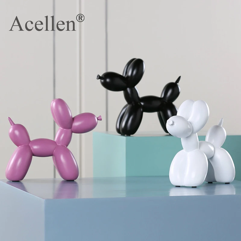 Matte Shine Effect Balloon Dog Crafts Resin Sculpture Home Decor Modern Nordic Home Decoration Accessories Creative Gifts Animal