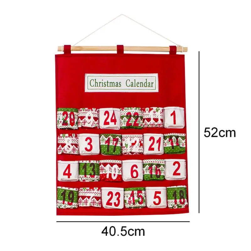 Holiday Countdown Decorations Non-Woven Christmas Advent Calendars Christmas Wall Door Hanging Storage Bag New Qgnv