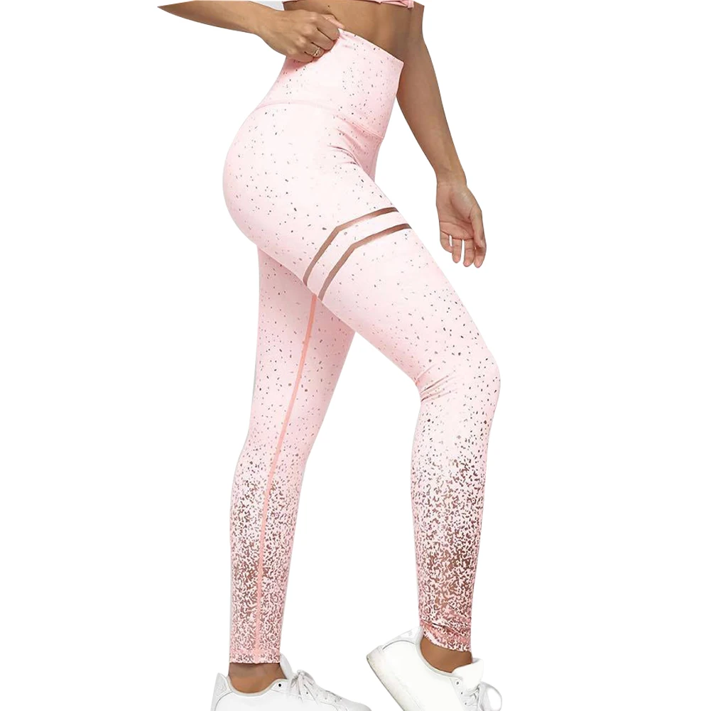 

Fitness Women Pants High Waist Running Slim Elastic Gym Leggings Sports Compression Tummy Control Printed Workout Training