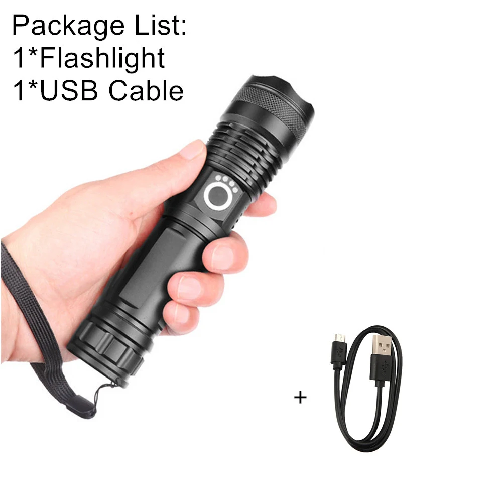 Package A Мощный USB фонарь xhp70.2, супер яркий фонарь, перезаряжаемый светодиодный фонарь с зумом, тактический фонарь xhp70 xhp50, аккумулятор 18650 или 26650 - Испускаемый цвет: Package A