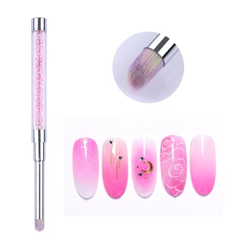 

1 Pc UV Gel Gradient Drawing Painting Brush Pink Rhinestone Handle Painting Pen DIY for Nail Art Painting Tool