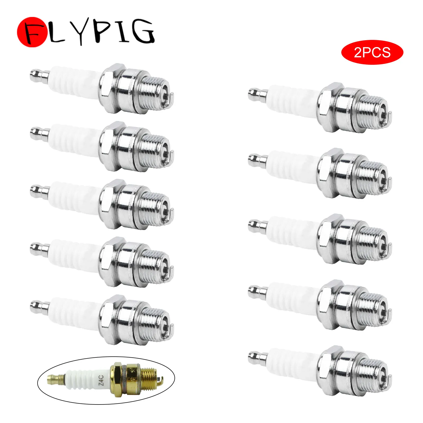 FLYPIG 2pcs Spark Plug Z4C for 49cc 50cc 60cc 66cc 70cc 80cc 2Stroke