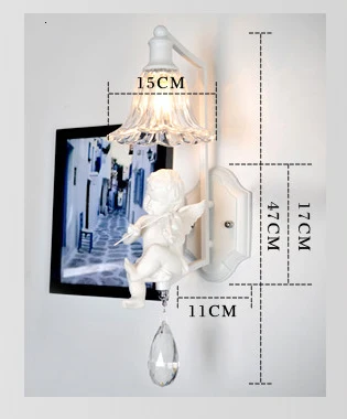 

Nordic Creative White Angel Crystal Wrought Iron wall lamp Sconce for foyer abajur bedside lamparas bar corridor E14 110/220V
