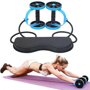 

Roller Wheel with Resistance Band Flex Abdominal Trainers Double Rollers Home Multi-Functional Exercise Body Fitness Equipment