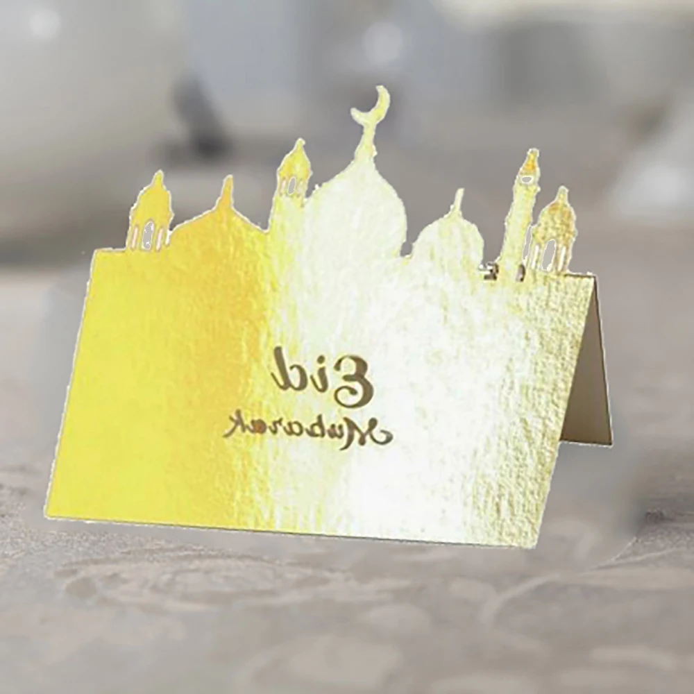 50 шт. Eid Mubarak карты печать фольги для Eid Рамадан карты лучшие лазерные полые фестиваль карты сиденья карты