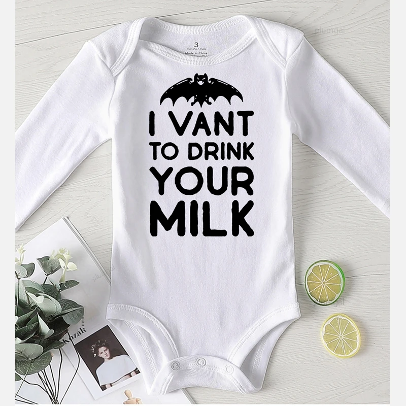 Детский комбинезон с надписью Drink Your молоко|Ромперы| |